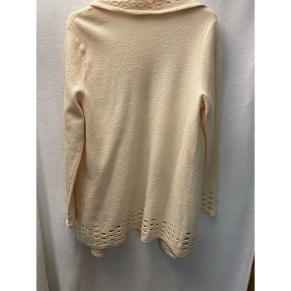 Vintage CHICOS 100% WOOL sweater white vanilla y2k womens size 1 - Picture 4 of 4